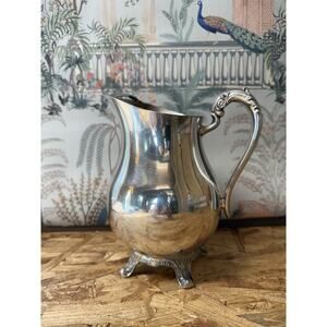 1883 FB ROGERS SILVER CO Footed Ornate Water PITCHER Tea Wine w Ice Guard / Lip